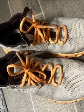 On Running Women’s Athletic Shoes - Gray with Orange Accents